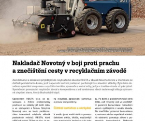 Nakladač Novotný v boji proti prachu a znečištění cesty v recyklačním závodě